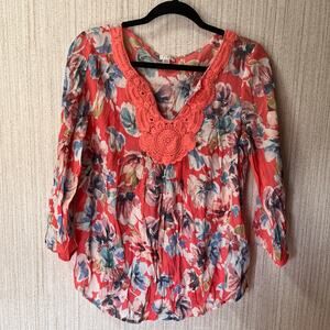 Spense Coral‎ Floral Top Size Medium